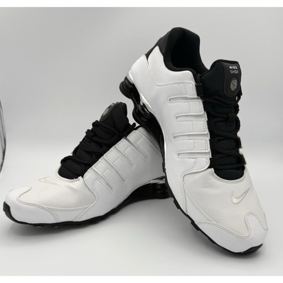 Nike Shox NZ Chrome Men's Size 13 White Black‎ Running Shoes 536184-100 Rare HTF